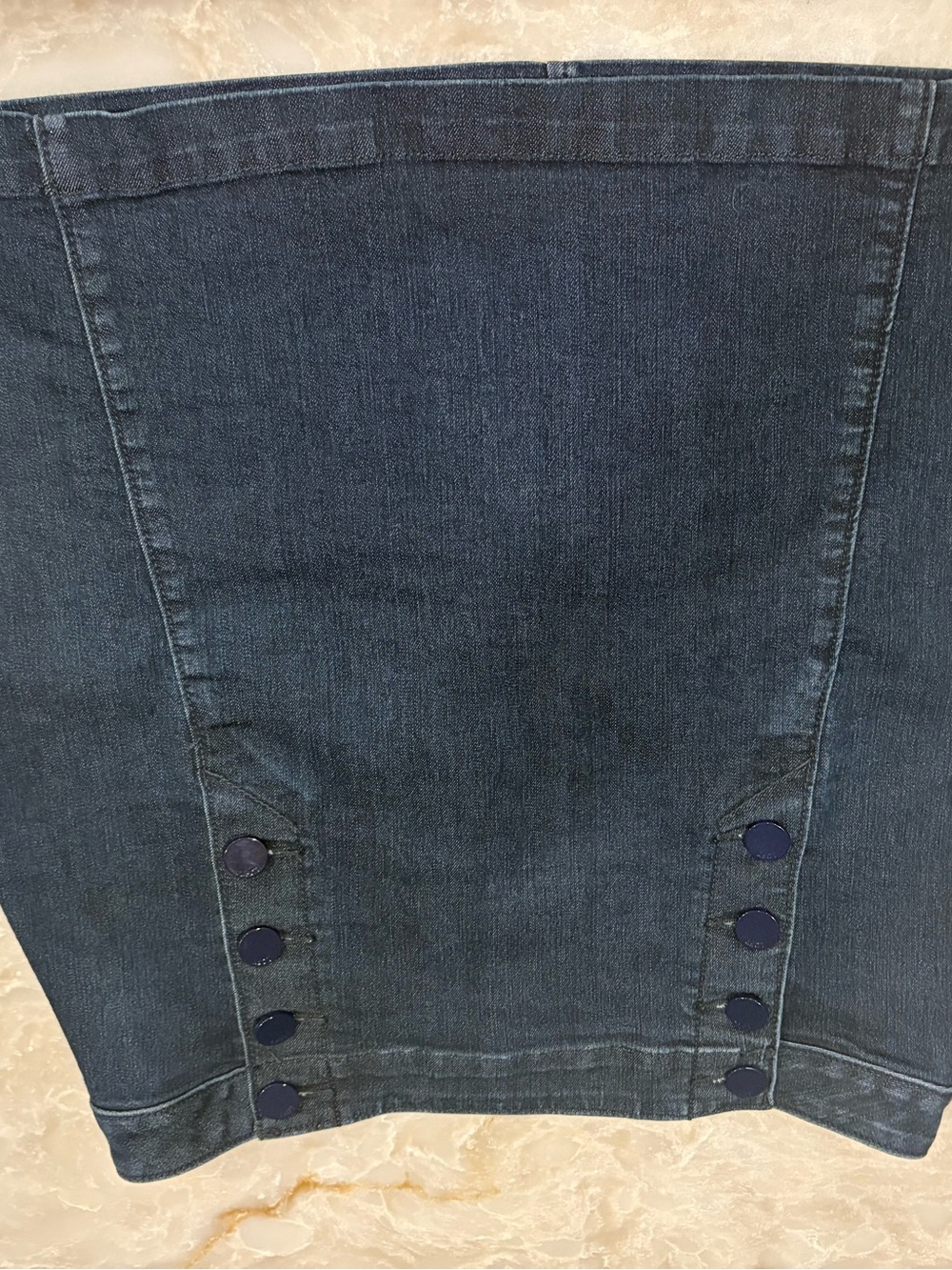 LOFT Dark Wash Denim A-Line Skirt Size 8 Button Detail